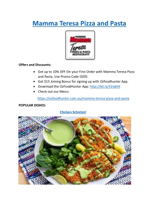 5% Off - Mamma Teresa Pizza and Pasta Newport Menu, VIC