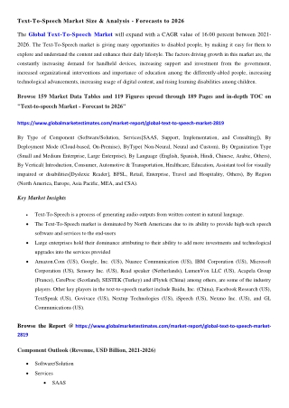 COVID-19 Impact on Global Text-To-Speech Market