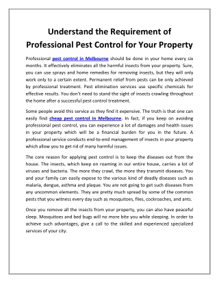 Understand the Requirement of Professional Pest Control for Your Property