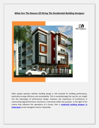 What Are The Reason Of Hiring The Residential Buildings Designers