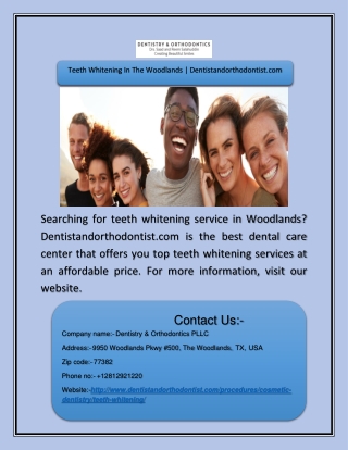 Teeth Whitening In The Woodlands | Dentistandorthodontist.com