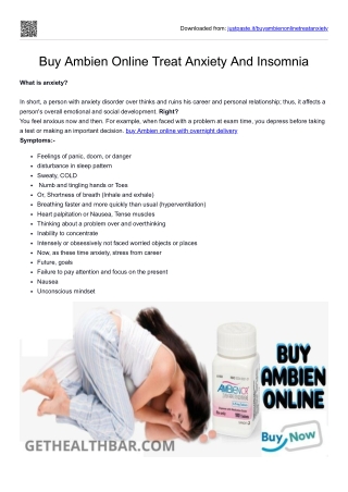 Buy Ambien Online Treat Anxiety And Insomnia