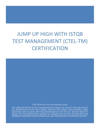 Jump Up High with ISTQB Test Management (CTEL-TM) Certification