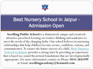 Best Nursery School in Jaipur - Admission Open