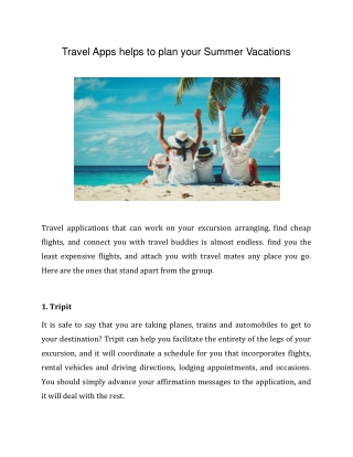 Travel Apps helps to plan your Summer Vacations