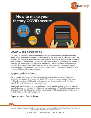 How to make your factory Covid secure - Fitfactory Technology