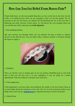 How Can You Get Relief From Braces Pain?