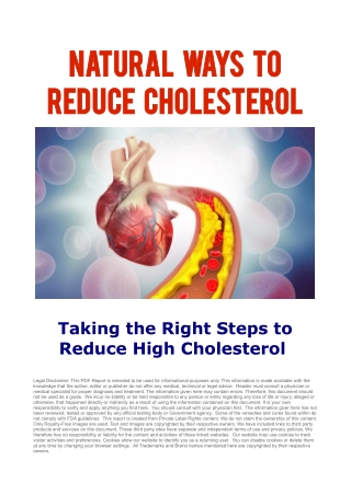 High Cholesterol - How to lower your cholesterol diet