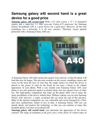 Samsung galaxy a40 second hand is a great device for a good price