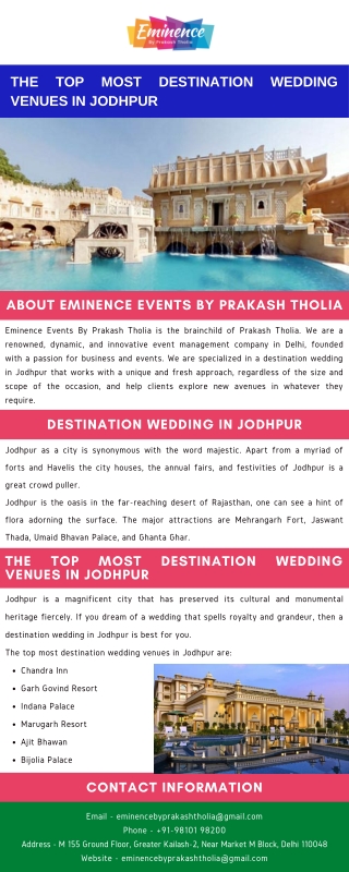 The Top Most Destination Wedding Venues in Jodhpur