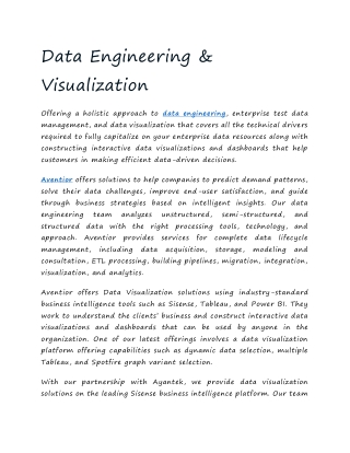 Data Engineering and Dashboards