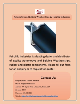 Automotive and Beltline Weatherstrips by Fairchild Industries