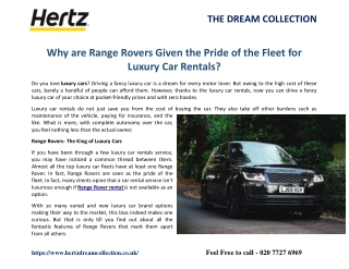 Why are Range Rovers Given the Pride of the Fleet for Luxury Car Rentals?
