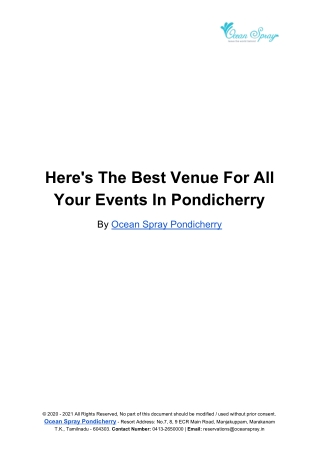 Here's The Best Venue For All Your Events In Pondicherry