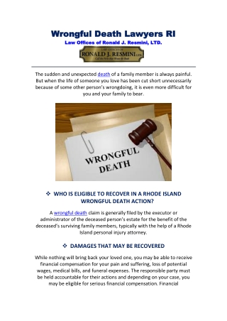 Wrongful Death Lawyers RI