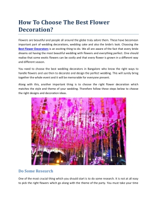 How To Choose The Best Flower Decoration?