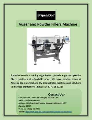 Auger and Powder Fillers Machine