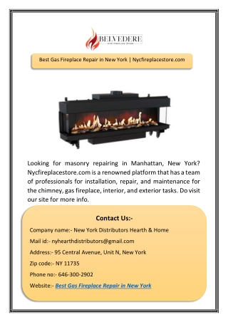 Best Gas Fireplace Repair in New York | Nycfireplacestore.com