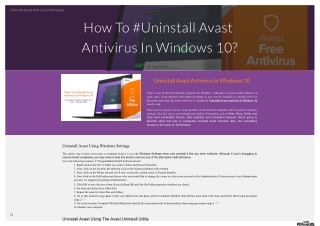 How To Uninstall Avast Antivirus In Windows 10?