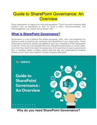 Guide to SharePoint Governance: An Overview