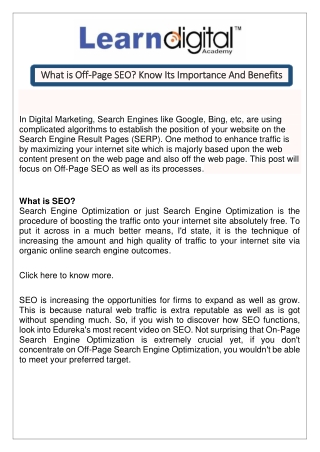 What is Off-Page SEO? Know Its Importance And Benefits