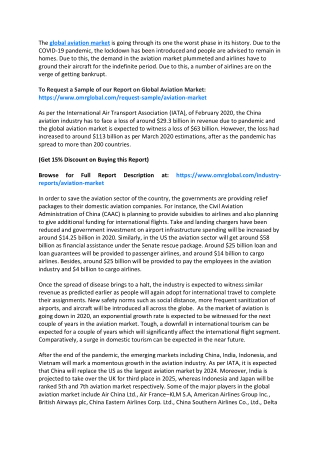 Global Aviation Market to 2026, Future Outlook, COVID-19 Impact Analysis, Forecast 2020-2026