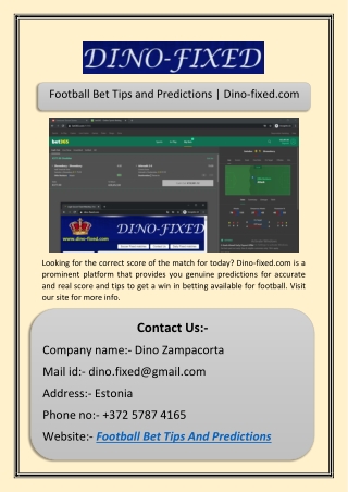 Football Bet Tips and Predictions | Dino-fixed.com