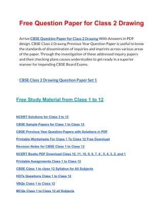 CBSE Question Papers Class 2 Drawing PDF Solutions Download