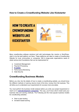 How to Create a Crowdfunding Website Like Kickstarter