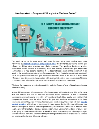 How important is Equipment Efficacy in the Medicare Sector?