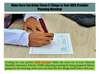 Make Sure You Bring These 5 Things to Your NDIS Provider Planning Meeting!