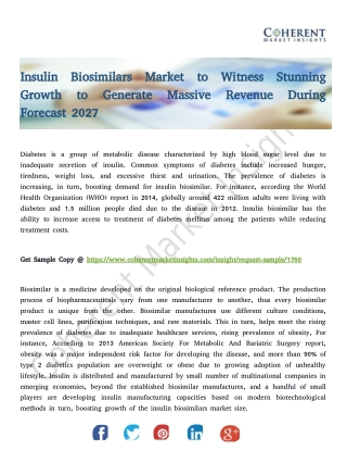 Insulin Biosimilars Market to Witness Stunning Growth to Generate Massive Revenue During Forecast 2027