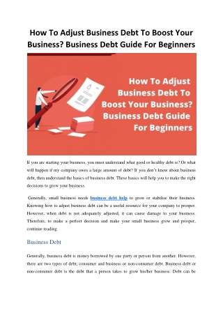 How To Adjust Business Debt To Boost Your Business? Business Debt Guide For Beginners