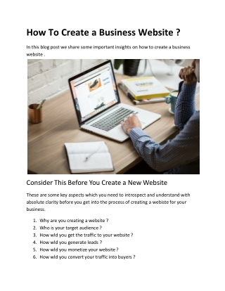 How To Create a Business Website ?
