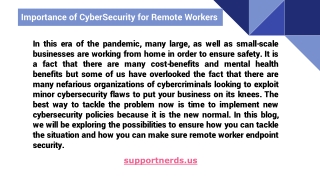 Support Nerds: Know Why Cyber security is Important for Remote Workers