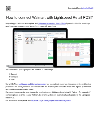 How to connect Walmart with Lightspeed Retail POS?