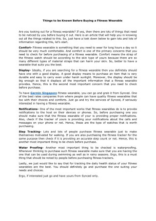 Things to be Known Before Buying a Fitness Wearable