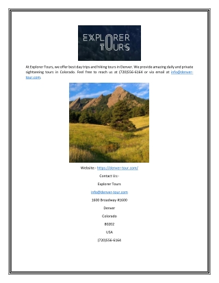 Denver & Colorado Sightseeing Tours | Explorer Tours