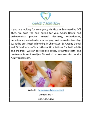 Online Emergency Dentist North Charleston SC | Acuity Dental