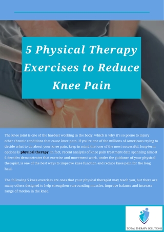 5 Physical Therapy Exercises to Reduce Knee Pain