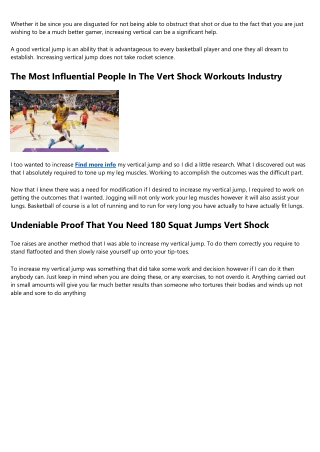 Your Worst Nightmare About Vert Shock Vertical Jump Training Come To Life