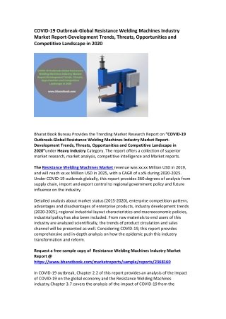 COVID-19 Outbreak-Global Resistance Welding Machines Industry Market Report-Development Trends, Threats, Opportunities a