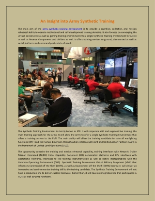 An Insight into Army Synthetic Training