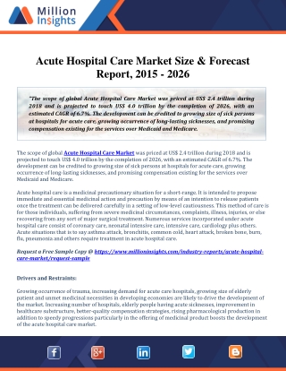 Acute Hospital Care Market 2015-2026: Industry Status, Growth, Trends, Analysis and Outlook