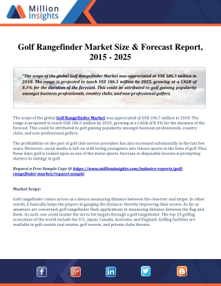 Worldwide Golf Rangefinder Market 2015-2025: Key Players, Demand, Growth and Industry Dynamics