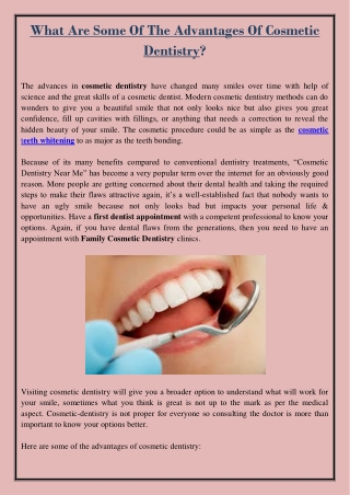 What Are Some Of The Advantages Of Cosmetic Dentistry?