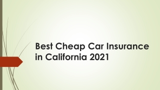 Cheap Car Insurance in California