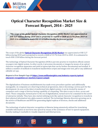 Global Optical Character Recognition Market Assessment by Type, Sales, Revenue and Application 2014-2025