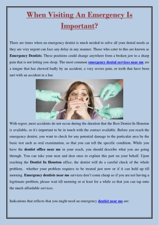 When Visiting An Emergency Is Important?