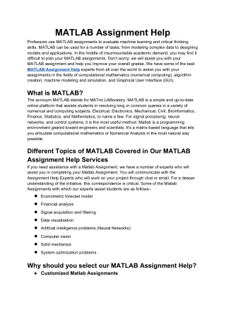 MATLAB Assignment Help